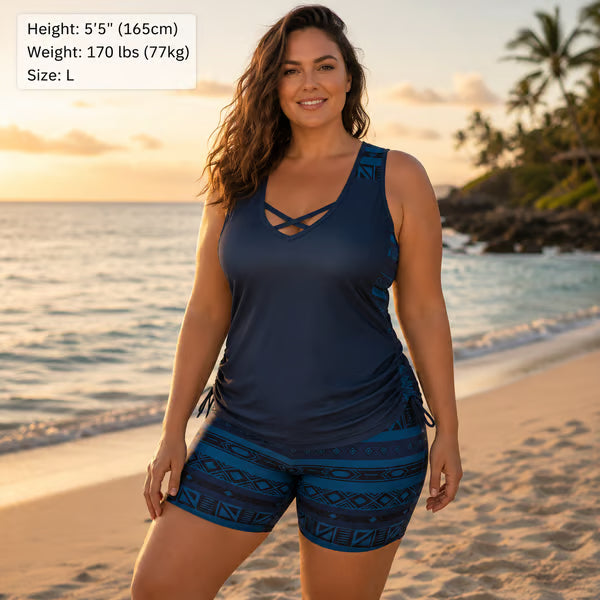 🏖️ Sommer-Sale 60% Rabatt 🏝️🩱Zweiteiliger Tankini– hochtailliert mit Bandeau-Top – perfekt für den Strand👙